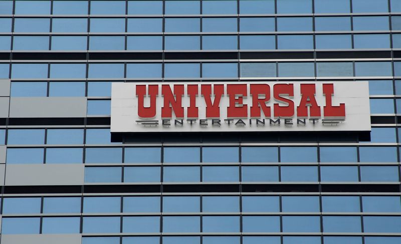 &copy; Reuters. The logo of Universal Entertainment Corp. is seen at the company's headquarters in Tokyo, Japan, June 29, 2017. REUTERS/Toru Hanai/file photo