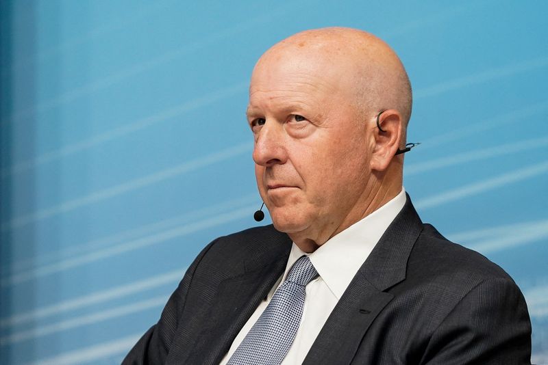 &copy; Reuters. FILE PHOTO: CEO of Goldman Sachs David Solomon participates in a panel titled "Empowering Women as Entrepreneurs and Leaders" at the 2023 Spring Meetings of the World Bank Group and the International Monetary Fund in Washington, U.S., April 13, 2023. REUT