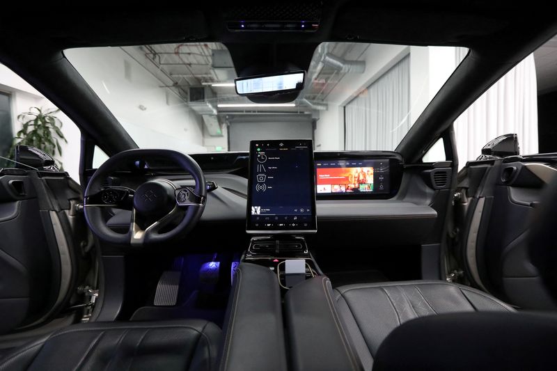 &copy; Reuters. FILE PHOTO: The interior of Faraday Future's luxury electric car FF91 is seen at the company's headquarters in Gardena, California, U.S. November 21, 2019. REUTERS/Lucy Nicholson/File Photo