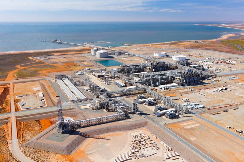 © Reuters. A general view of Chevron's Wheatstone LNG facility in Pilbara coast, Western Australia, as seen in this undated handout  image  obtained by Reuters on September 8, 2023.    Chevron/Handout via REUTERS  