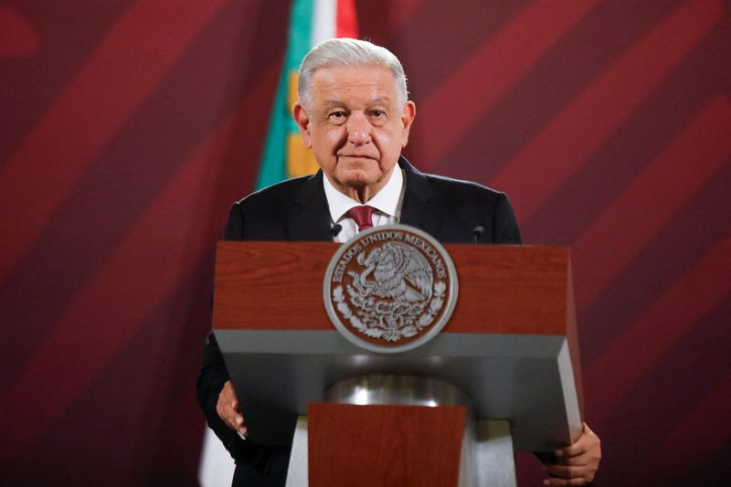 &copy; Reuters. FILE PHOTO: Mexico's President Andres Manuel Lopez Obrador holds his daily news conference, a day after Mexico's ruling party National Regeneration Movement (MORENA) announced the result of its poll to decide the party's presidential nomination for 2024, 