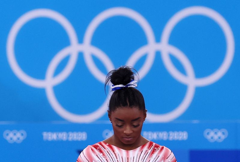 &copy; Reuters. Simone Biles durante os Jogos de Tóquio
 3/8/2021   REUTERS/Mike Blake