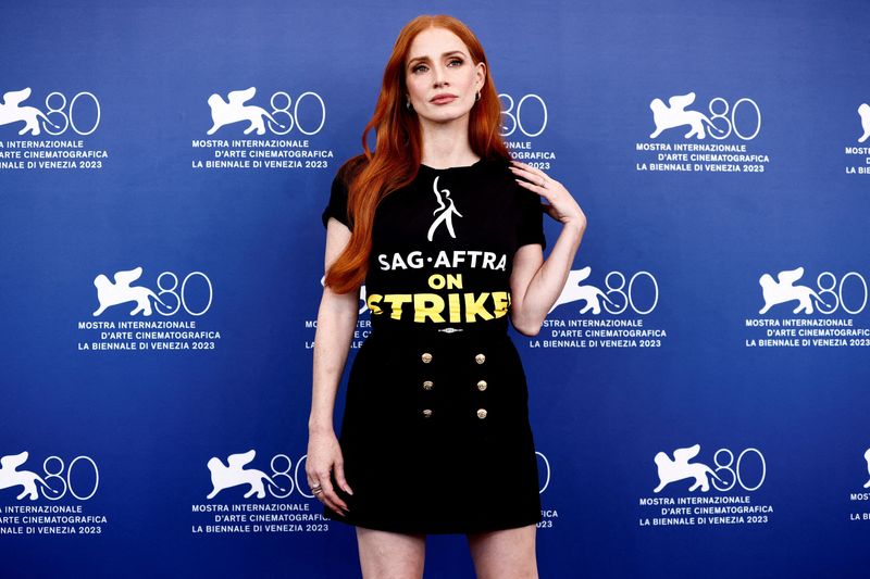 &copy; Reuters. Jessica Chastain no 80º Festival de Cinema de Veneza, na Itália
8/9/2023  REUTERS/Guglielmo Mangiapane