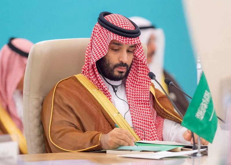 © Reuters. ولي العهد السعودي الأمير محمد بن سلمان خلال اجتماع في جدة يوم 19 يوليو تموز 2023. صورة لرويترز من وكالة الأنباء السعودية. 
