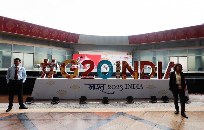&copy; Reuters. مشهد عام لمكان انعقاد قمة مجموعة العشرين في نيودلهي يوم السبت. تصوير: أميت داف - رويترز 