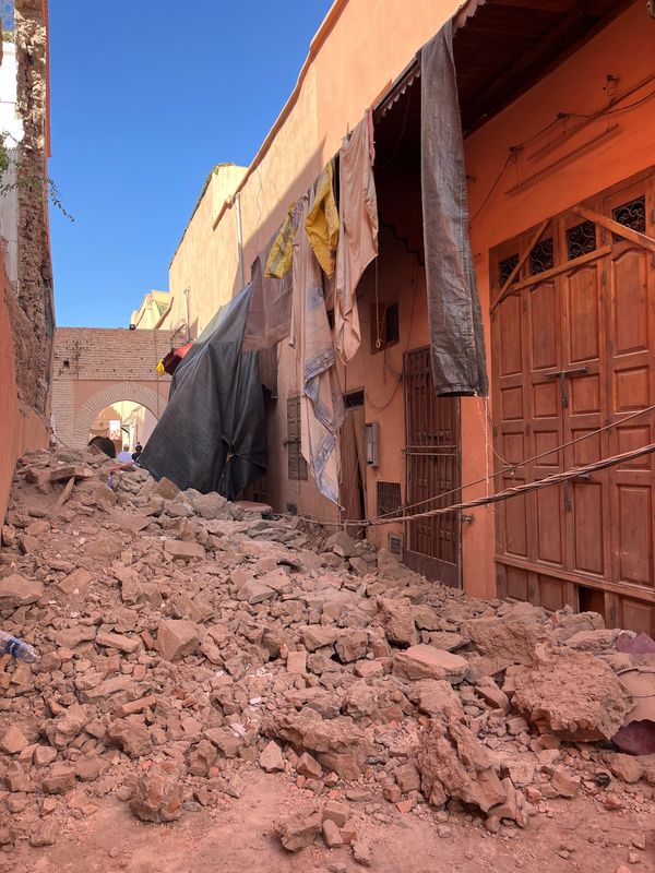 &copy; Reuters. منظر عام للدمار الذي حدث في مدينة مراكش التاريخية بتاريخ التاسع من سبتمبر أيلول 2023 بعد زلزال مدمر ضرب المغرب في صورة حصلت عليها رويترز من طر