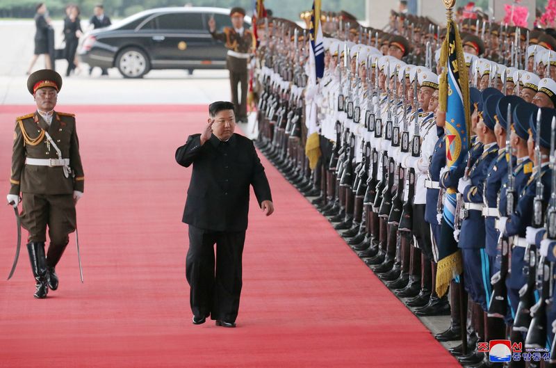 © Reuters. North Korean leader Kim Jong Un departs Pyongyang, North Korea, to visit Russia, September 10, 2023, in this image released by North Korea's Korean Central News Agency on September 12, 2023.   KCNA via REUTERS