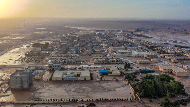 &copy; Reuters. Vue des eaux de crue couvrant Al-Mukhaili, en Libye. /Photo prise le 11 septembre 2023/REUTERS/Libye Al-Hadath