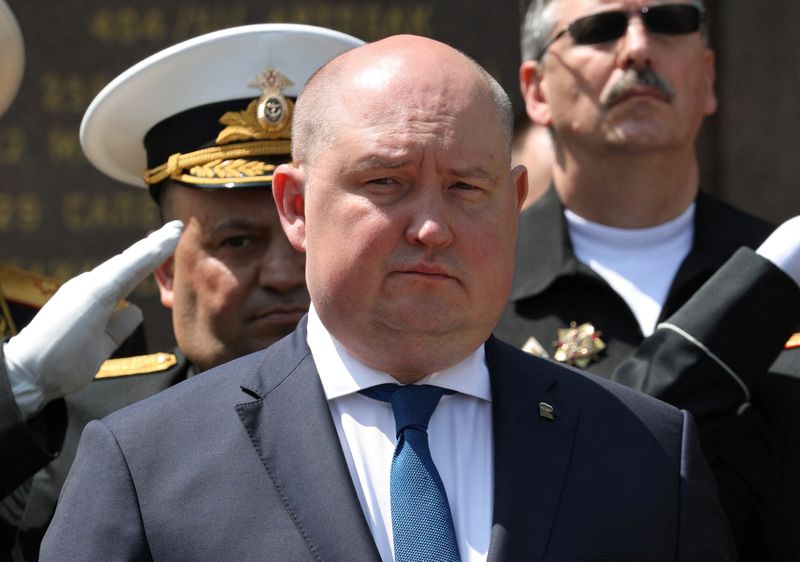 &copy; Reuters. Governor of Sevastopol Mikhail Razvozhayev attends a ceremony marking 240th anniversary of Russia's Black Sea Fleet in Sevastopol, Crimea May 13, 2023. REUTERS/Alexey Pavlishak/file photo