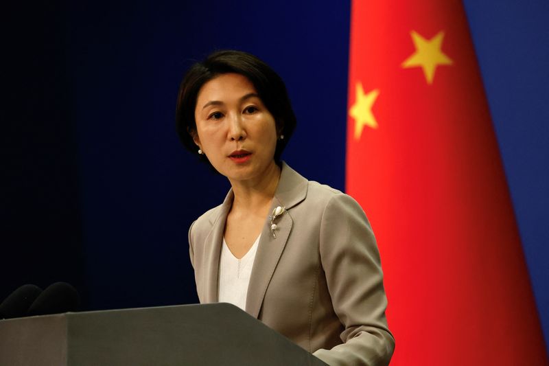&copy; Reuters. المتحدثة باسم وزارة الخارجية الصينية ماو نينغ في مؤتمر صحفي في بكين يوم 26 يوليو تموز 2023. تصوير: تينغ شو وانغ - رويترز
