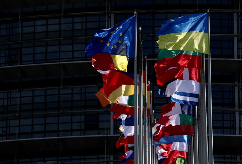 &copy; Reuters. Flags flutter outside of the European Parliament in Strasbourg, France September 12, 2023. REUTERS/Yves Herman
