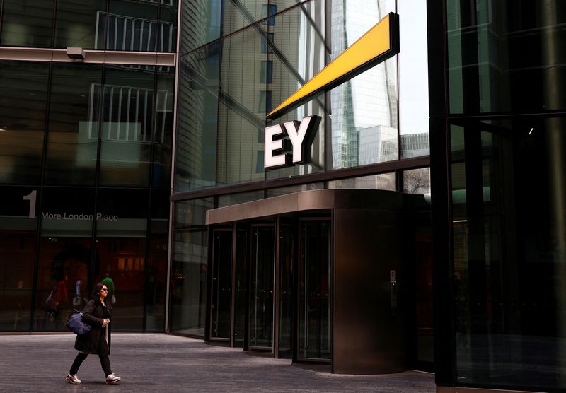 &copy; Reuters. The EY company logo is seen at their headquarters in London, Britain, April 16 2023.  REUTERS/Peter Nicholls/File photo