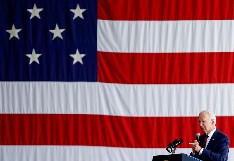 &copy; Reuters. FILE PHOTO: U.S. President Joe Biden delivers remarks to service members, first responders, and their families on the day of the 22nd anniversary of the September 11, 2001 attacks on the World Trade Center, at Joint Base Elmendorf-Richardson in Anchorage,