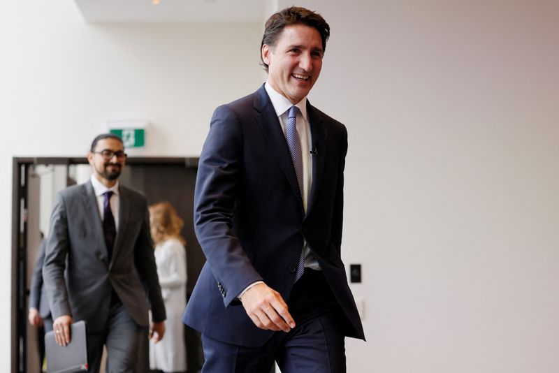 © Reuters. Canada's Prime Minister Justin Trudeau attends a climate change conference in Ottawa, Ontario, Canada October 18, 2022. REUTERS/Blair Gable/File photo