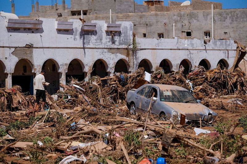 &copy; Reuters. La suite d'une puissante tempête et de fortes pluies à Derna, en Libye. /Photo prise le 13 septembre 2023/REUTERS/Esam Omran Al-Fetori