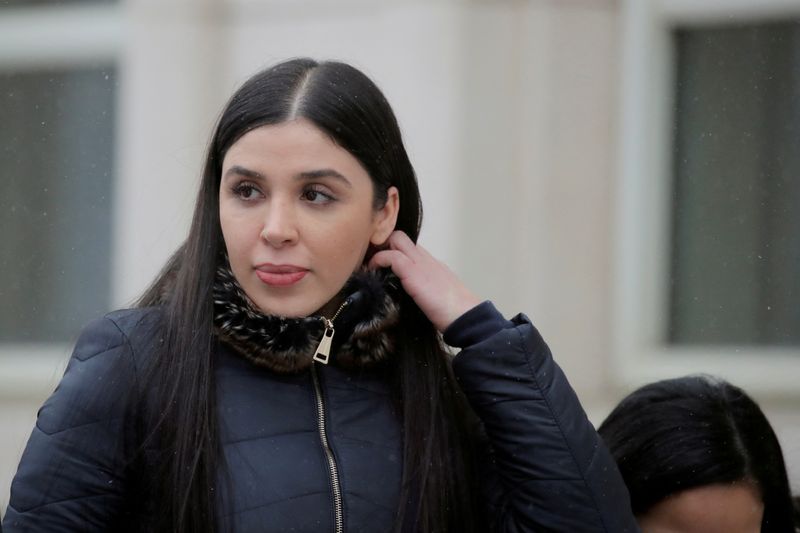 &copy; Reuters. FILE PHOTO: Emma Coronel Aispuro, the wife of Joaquin Guzman, departs after the trial of Mexican drug lord Guzman, known as "El Chapo", at the Brooklyn Federal Courthouse, in New York, U.S., February 12, 2019. REUTERS/Brendan McDermid/File Photo