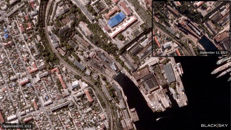 Satellite images show damage to Russian naval vessels struck in Ukraine attack