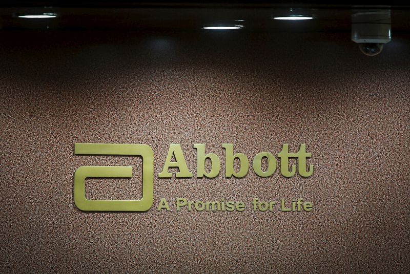 &copy; Reuters. FILE PHOTO: An Abbott company logo is pictured at the reception of its office in Mumbai, India, September 8, 2015.  REUTERS/Shailesh Andrade/File Photo