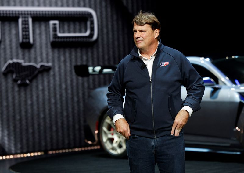 &copy; Reuters. Ford Motor President and CEO Jim Farley attends the press day of the North American International Auto Show in Detroit, Michigan, U.S. September 13, 2023.  REUTERS/Rebecca Cook/File Photo