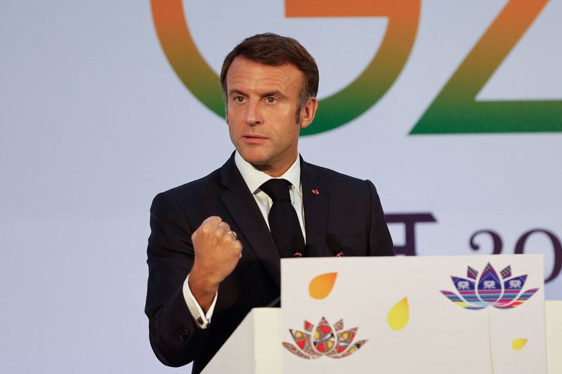 &copy; Reuters. French President Emmanuel Macron attends a press conference, on the second day of the G20 summit in New Delhi, India, September 10, 2023. REUTERS/Amit Dave/File photo