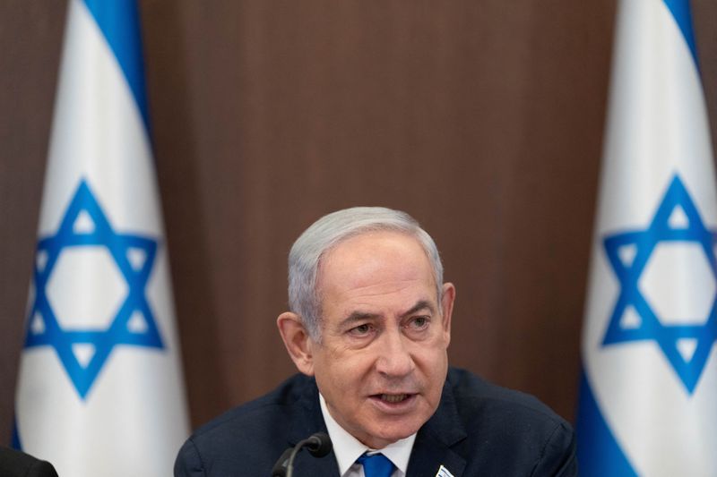 &copy; Reuters. رئيس الوزراء الإسرائيلي بنيامين نتنياهو يترأس اجتماعا أسبوعيا للحكومة في مكتبه بالقدس في العاشر من سبتمبر أيلول 2023 . صورة لرويترز من ممثل ل