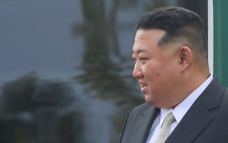 &copy; Reuters. North Korean leader Kim Jong Un is greeted by Russian attends a welcoming ceremony upon his arrival at a railway station in the town of Artyom outside Vladivostok in the Primorsky region, Russia, September 16, 2023. Government of Russia's Primorsky Krai/H