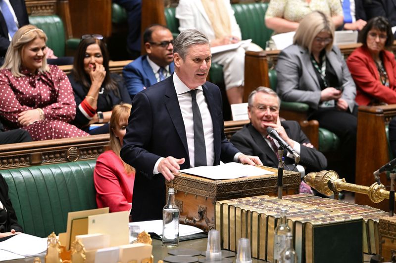 &copy; Reuters. Le chef du parti travailliste britannique Keir Starmer s'exprime à la Chambre des communes. /Photo prise le 19 juillet 2023/REUTERS/Parlement du Royaume-Uni/Jessica Taylor