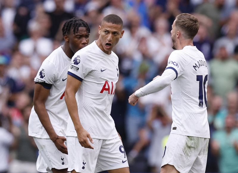 &copy; Reuters. Richarlison durante partida do Tottenham contra o Sheffield United pelo Campeonato Inglês
16/09/2023 Action Images via Reuters/Andrew Couldridge