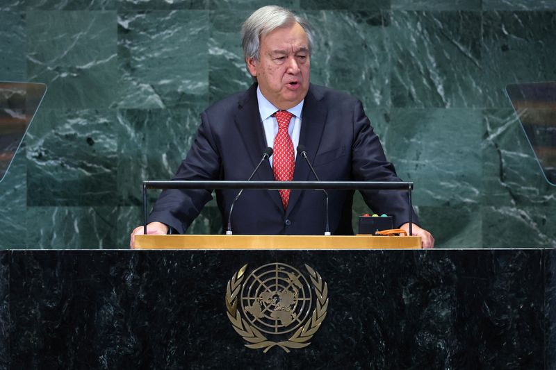 &copy; Reuters. Secretário-geral da ONU, António Guterres, discursa durante reunião de cúpula antes da Assembleia Geral anual da ONU
18/09/2023
REUTERS/Mike Segar
