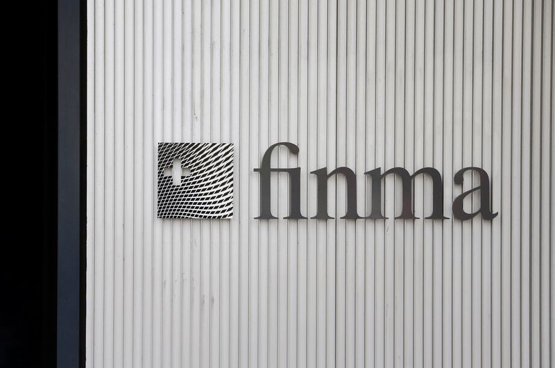 &copy; Reuters. FILE PHOTO: The logo of Swiss Financial Market Supervisory Authority FINMA is seen outside their headquarters in Bern, Switzerland April 5, 2016. REUTERS/Ruben Sprich/File Photo