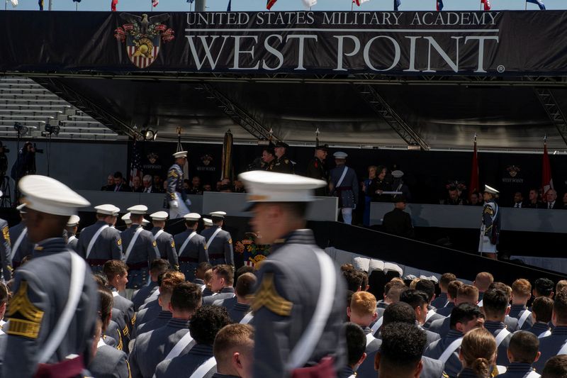 &copy; Reuters. Cadets attend the 2023 graduation ceremony at the United States Military Academy (USMA), at Michie Stadium in West Point, New York, U.S., May 27, 2023. REUTERS/Eduardo Munoz