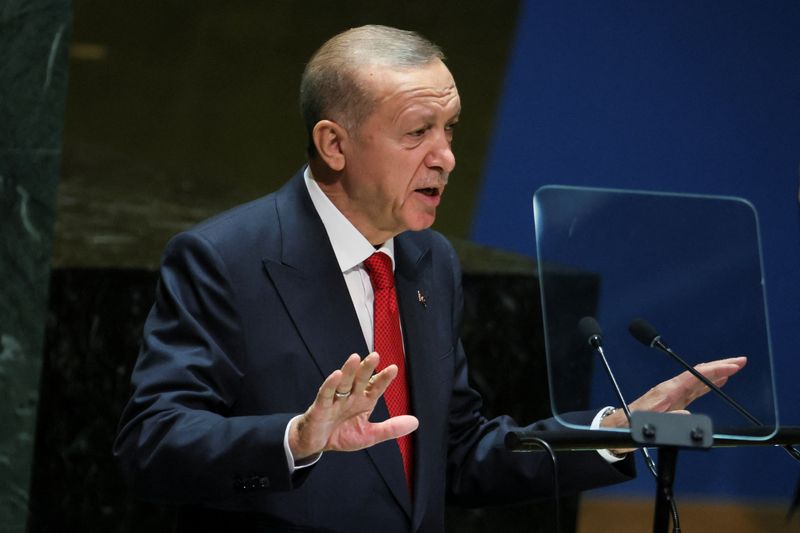 &copy; Reuters. Turkey's President Tayyip Erdogan addresses the 78th Session of the U.N. General Assembly in New York City, U.S., September 19, 2023.  REUTERS/Brendan McDermid