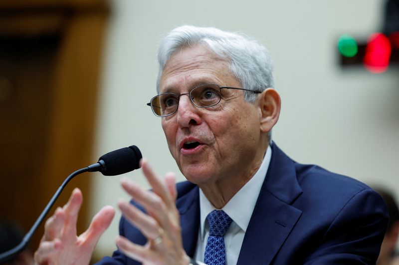 © Reuters. U.S. Attorney General Merrick Garland testifies before a House Judiciary Committee hearing on  