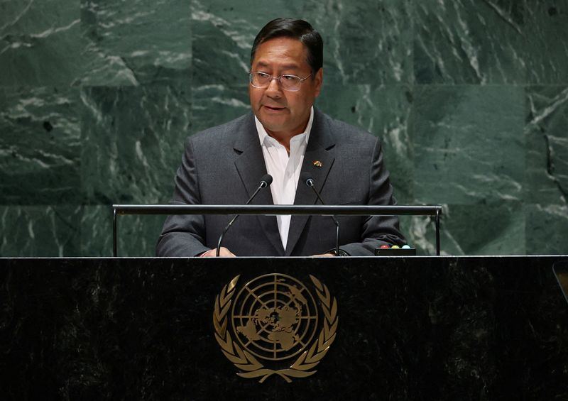 &copy; Reuters. FILE PHOTO: Bolivia's President Luis Arce addresses the 78th Session of the U.N. General Assembly in New York City, U.S., September 19, 2023.  REUTERS/Mike Segar/File Photo