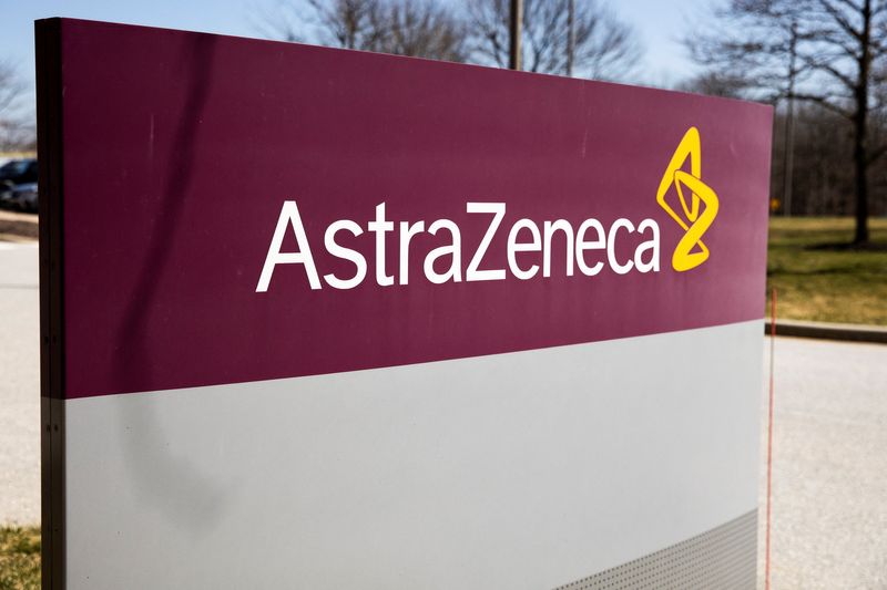 &copy; Reuters. FILE PHOTO: The logo for AstraZeneca is seen outside its North America headquarters in Wilmington, Delaware, U.S., March 22, 2021.  REUTERS/Rachel Wisniewski/File Photo