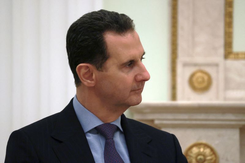 &copy; Reuters. الرئيس السوري بشار الأسد خلال اجتماع في موسكو يوم 15 مارس آذار 2023. صورة لرويترز من وكالة أنباء سبوتنيك.