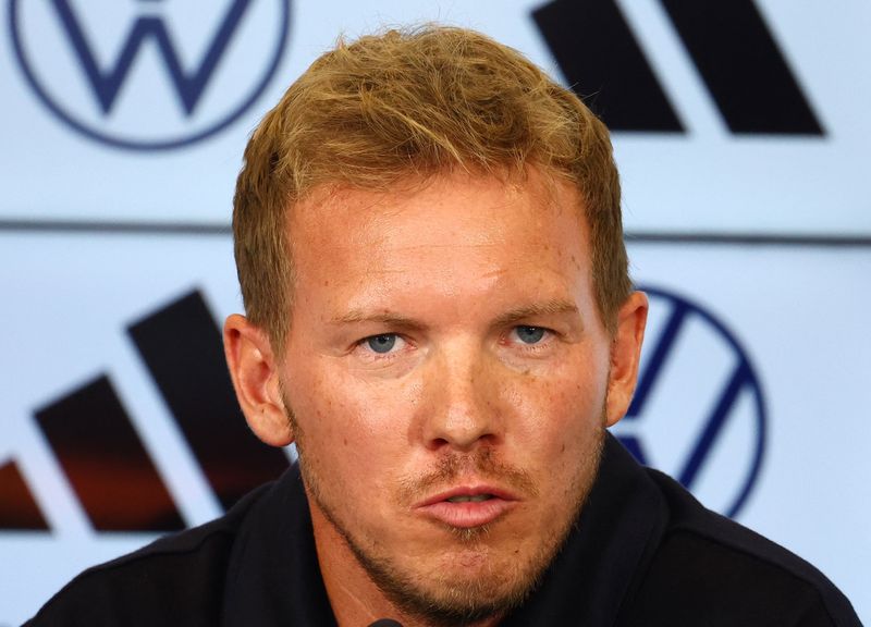 &copy; Reuters. Julian Nagelsmann concede entrevista em Frankfurt
 22/9/2023   REUTERS/Kai Pfaffenbach