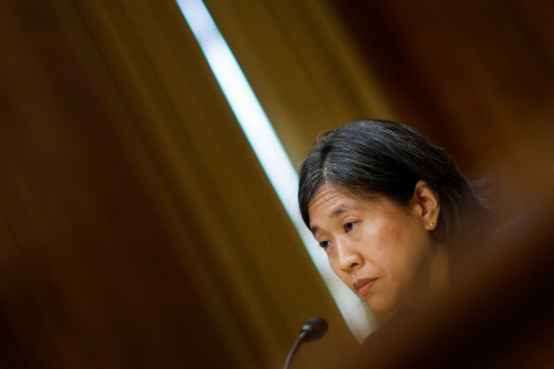 &copy; Reuters. U.S. Trade Representative Katherine Tai testifies before a Senate Finance Committee hearing on President Biden's trade policy agenda on Capitol Hill in Washington, U.S., March 31, 2022.  REUTERS/Jonathan Ernst