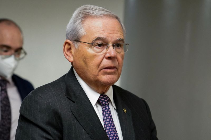 &copy; Reuters. FILE PHOTO: U.S. Senator Bob Menendez (D-NJ) walks through the Senate subway on Capitol Hill in Washington, U.S., July 19, 2022. REUTERS/Elizabeth Frantz/File Photo