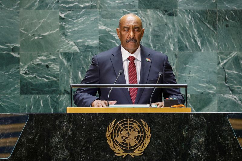 &copy; Reuters. FILE PHOTO: Sudan President of the Transitional Sovereign Council Abdel-Fattah Al-Burhan Abdelrahman Al-Burhan addresses the 78th Session of the U.N. General Assembly in New York City, U.S., September 21, 2023.  REUTERS/Eduardo Munoz/File Photo