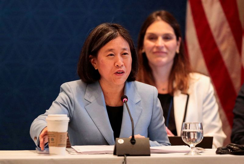 &copy; Reuters. FILE PHOTO: U.S. Trade Representative Katherine Tai chairs the Indo-Pacific Economic Framework meeting in Detroit, Michigan, U.S. May 27, 2023. REUTERS/Rebecca Cook/File Photo
