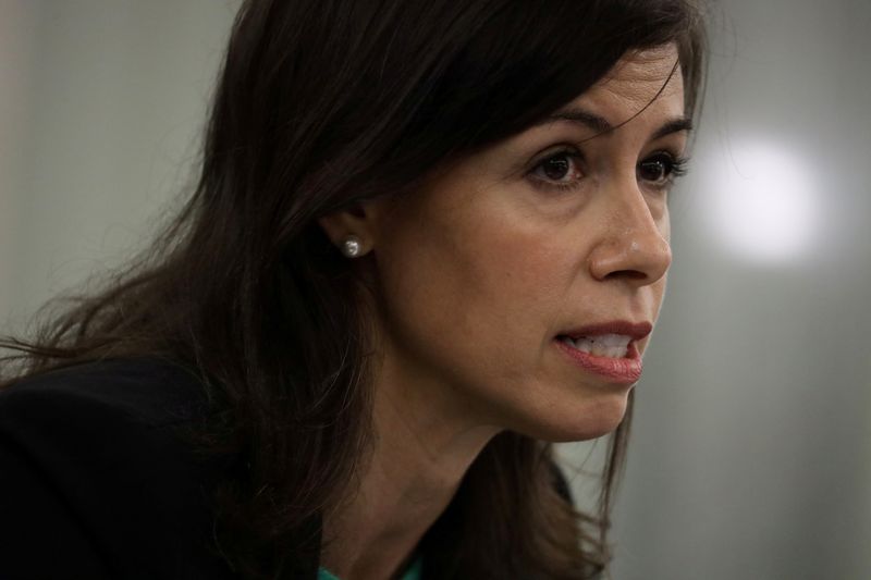 &copy; Reuters. FILE PHOTO: Jessica Rosenworcel testifies during an oversight hearing held by the U.S. Senate Commerce, Science, and Transportation Committee to examine the Federal Communications Commission (FCC), in Washington, U.S. June 24, 2020.   Alex Wong/Pool via R