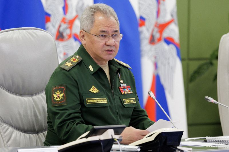 &copy; Reuters. Ministro da Defesa da Rússia, Sergei Shoigu, durante reunião com liderança das Forças Armadas do país em Moscou
05/09/2023 Ministério da Defesa da Rússia/Divulgação via REUTERS