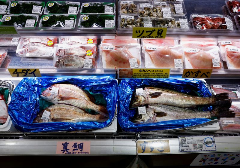 &copy; Reuters. FILE PHOTO: A view of locally caught seafood at the Hamanoeki Fish Market and Food Court in Soma, Fukushima Prefecture, Japan, August 31, 2023. REUTERS/Kim Kyung-Hoon/File Photo