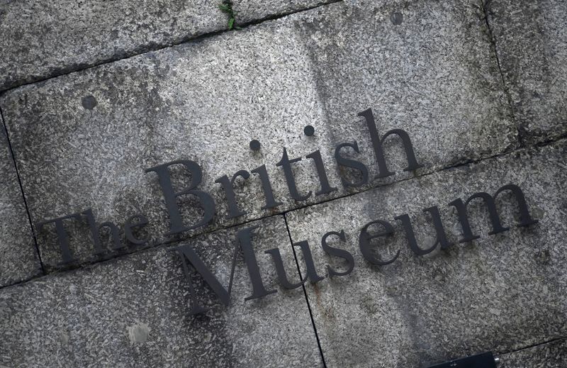 &copy; Reuters. FILE PHOTO: A sign for the British Museum which houses the Parthenon sculptures is seen in London, Britain, January 25, 2023. REUTERS/Toby Melville/File photo