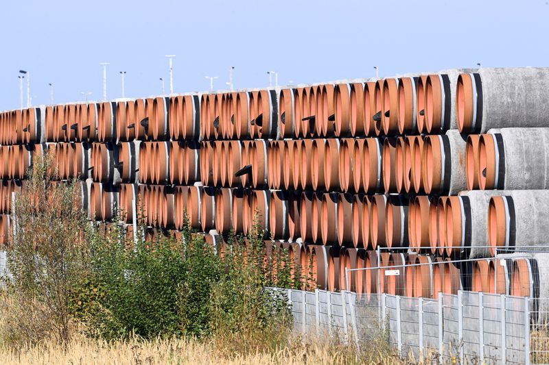 &copy; Reuters. FILE PHOTO: Pipes for the Nord Stream 2 gas pipeline in the Baltic Sea, which are not used, are seen in the harbour of Mukran, Germany, on September 30, 2022. REUTERS/Fabian Bimmer//File Photo