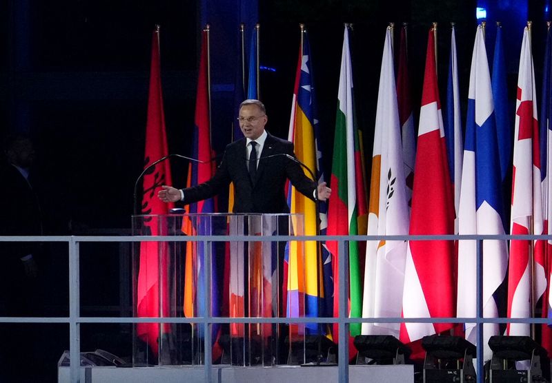 &copy; Reuters. الرئيس البولندي أندريه دودا خلال حفل افتتاح الألعاب الأوروبية يوم 21 يونيو حزيران 2023. تصوير: ألكساندرا شميجيال - رويترز.

