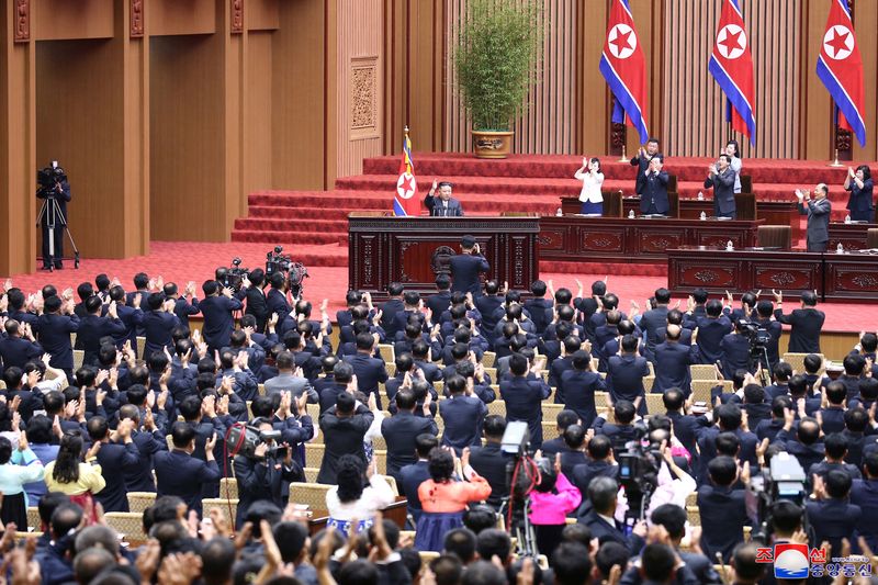 &copy; Reuters. FILE PHOTO: North Korea's leader Kim Jong Un acknowledges the applause of deputies in the Supreme People's Assembly, North Korea's parliament, which passed a law officially enshrining its nuclear weapons policies, in Pyongyang, North Korea, September 8, 2