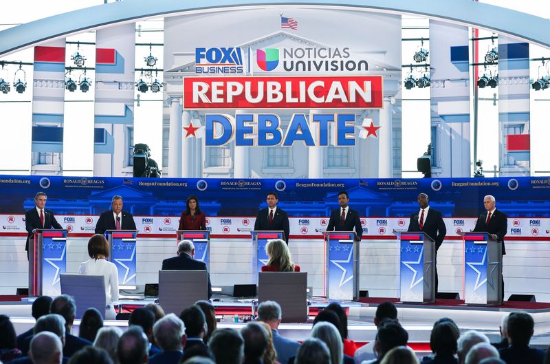 &copy; Reuters. Debate entre republicanos em Simi Valley, Califórnia
 27/9/2023    REUTERS/Mike Blake