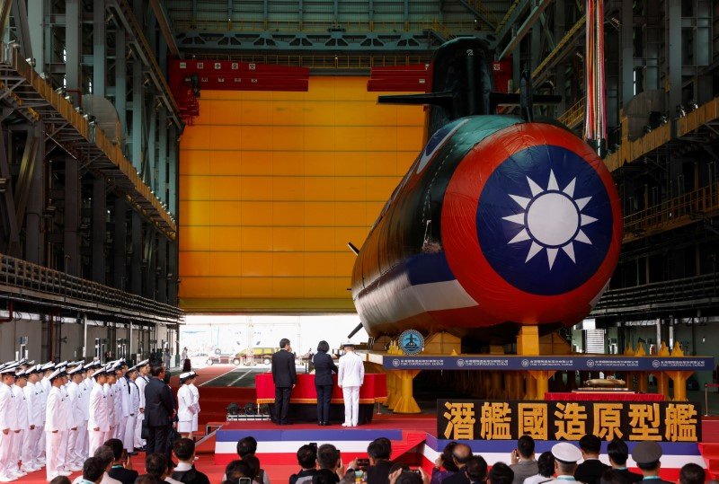 &copy; Reuters. Cerimônia de apresentação do submarino de fabruicação taiwanesa em Kaohsiung, em Taiwan
28/09/2023 REUTERS/Carlos Garcia Rawlins